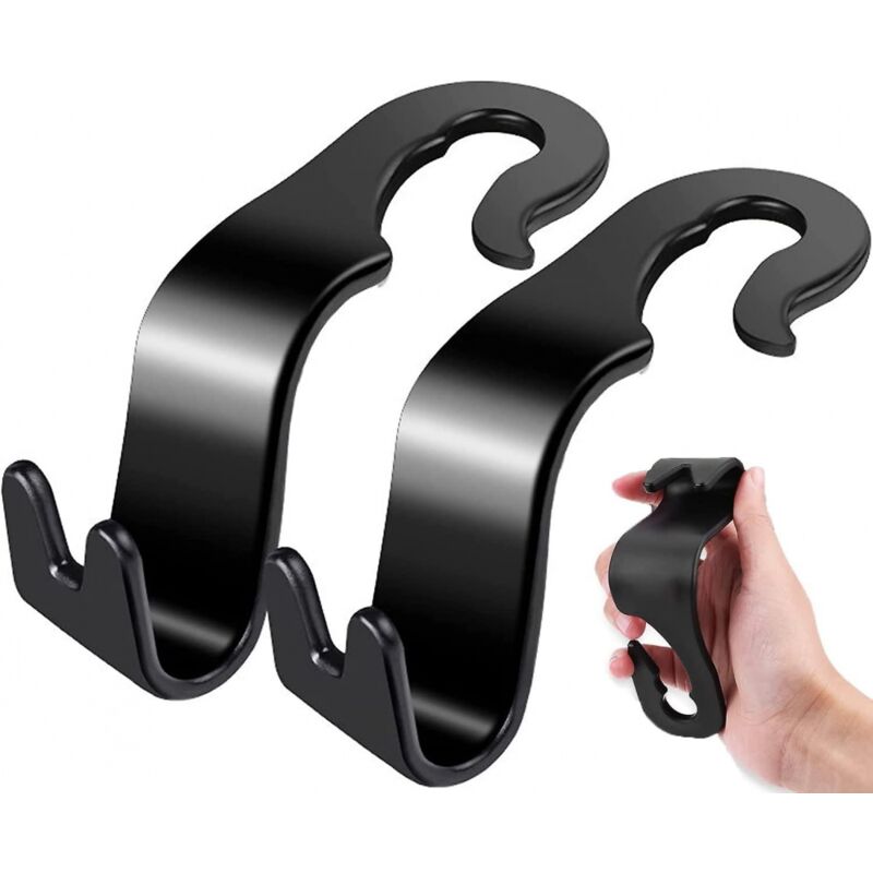 foto del prodotto bebusingoto ganci per poggiatesta del sedile posteriore dell auto, confezione da 2, ganci portaoggetti per auto, ganci per borse, neri