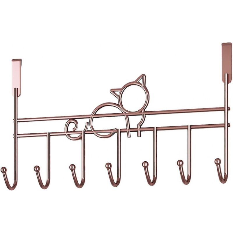 foto del prodotto bebusingoto ganci per porta, gancio sopra la porta con design a gancio rotondo, gancio per porta resistente a forma di gatto con 7 ganci, gancio