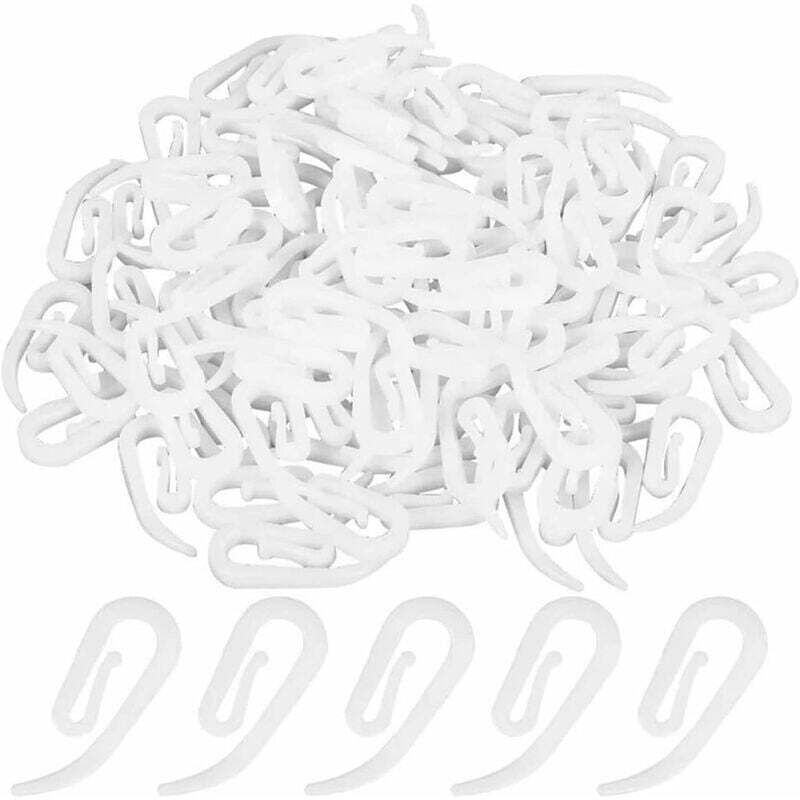 foto del prodotto bebusingoto ganci per tenda, ganci per tenda in plastica bianca, 100 pezzi, fermatende, 2,8 x 1,2 cm, per tenda da finestra, tenda da porta e tenda
