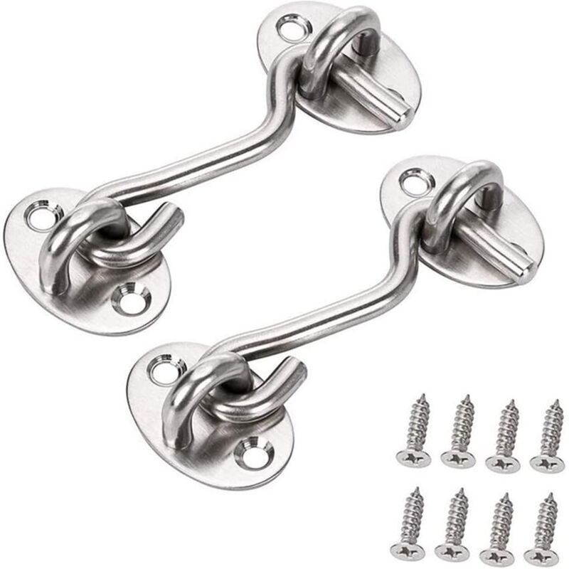 foto del prodotto bebusingoto gancio per porta scorrevole, gancio per cabina in acciaio inox, gancio per cabina, chiusura per porta in acciaio inox, 2 pezzi per
