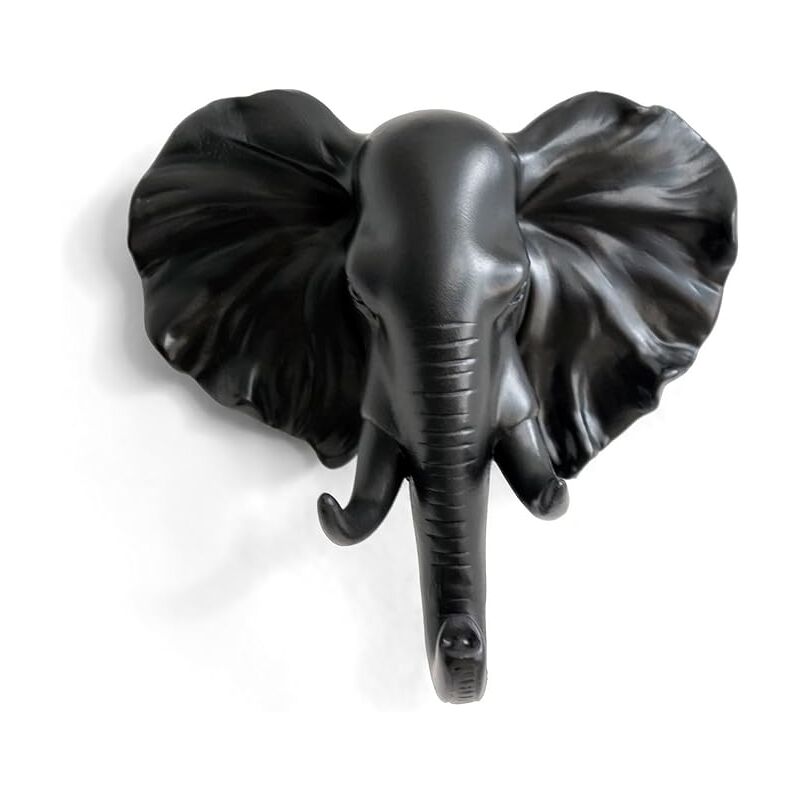 foto del prodotto bebusingoto gancio singolo da parete a forma di testa di elefante, a forma di animale, per cappotti e cappelli, robusto, rustico, decorativo,