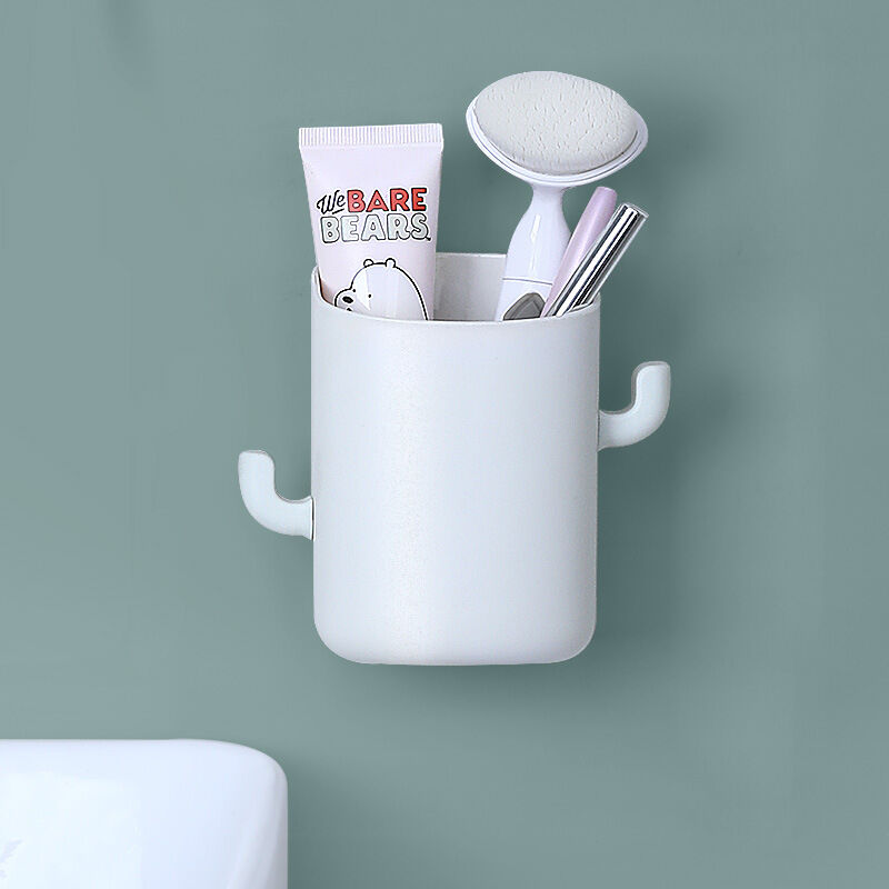 foto del prodotto bebusingoto grazioso portaspazzolino da parete senza foratura, portaspazzolino da parete autoadesivo per bagno, dormitorio universitario, cucina,