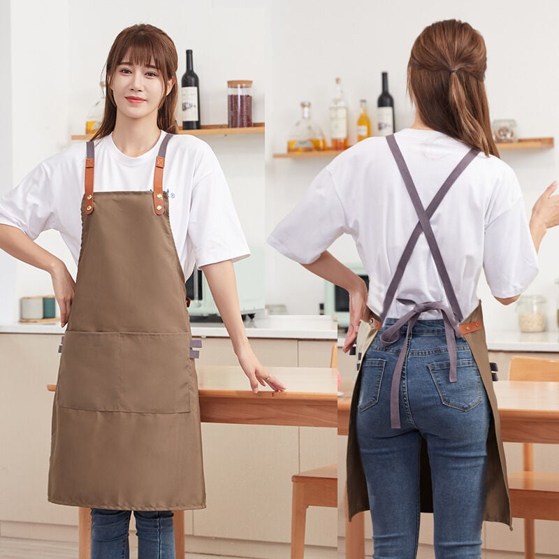 foto del prodotto bebusingoto grembiuli da cucina impermeabili, grembiule regolabile con tasche per cucina di famiglia, ristorante, giardino, barbecue, scuola, bar,