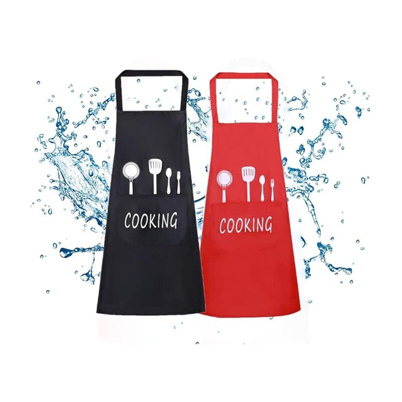foto del prodotto bebusingoto grembiuli da cucina unisex impermeabili per uomo e donna, confezione da 2, con tasche, ideali per cucinare al ristorante, al lavoro o