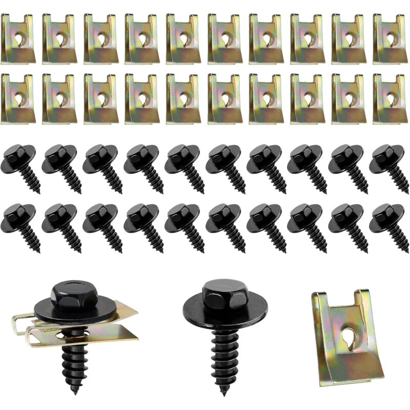 foto del prodotto bebusingoto kit da 20 pezzi di clip per viti e dadi fissaggio per parafango tipo u paraspruzzi per auto resistente all usura e durevole