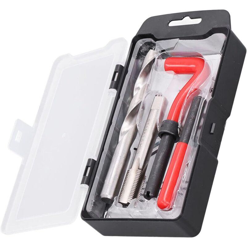 foto del prodotto bebusingoto kit di riparazione filettature, 15 pezzi kit di riparazione filettature m14x1,50 mm inserto filettato in acciaio inossidabile maschi e