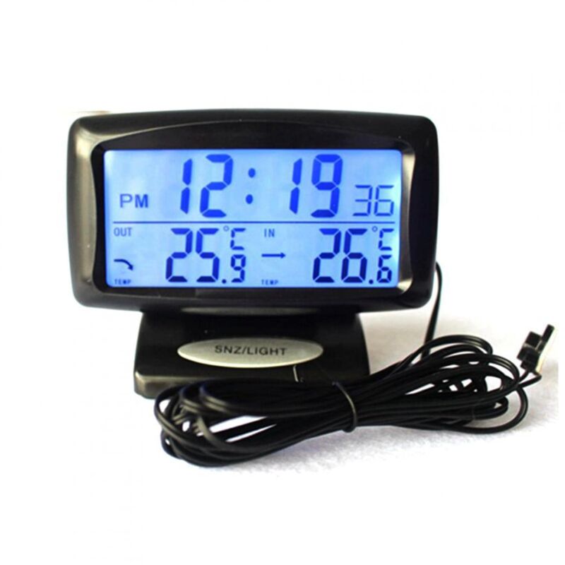 foto del prodotto bebusingoto kit per auto 2 in 1 con orologio elettronico e termometro a led, doppio strumento per misurare la temperatura interna ed esterna