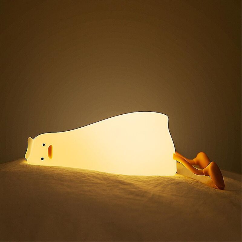 foto del prodotto bebusingoto lampada da comodino a led in silicone morbido, a forma di anatra, con controllo touch, ricaricabile e dimmerabile, luce notturna