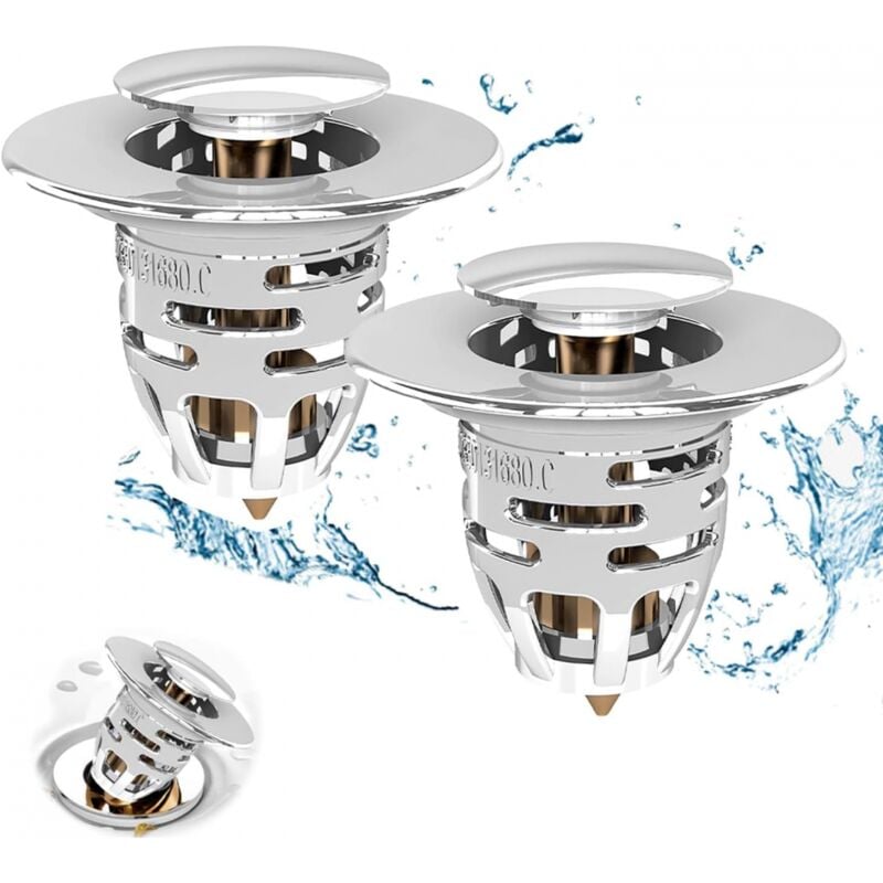 foto del prodotto bebusingoto lavandino universale per bagno, tubo di scarico a scomparsa in 2 pezzi, per lavabo, vasca da bagno, cucina foro di scarico 32 42 mm 