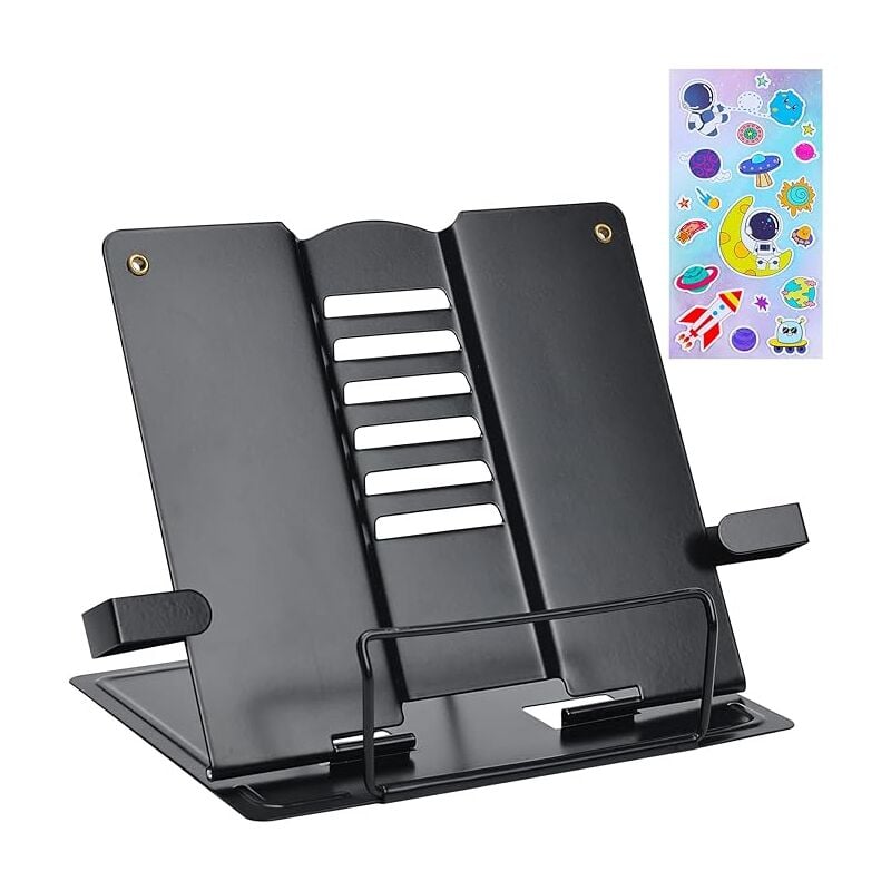 foto del prodotto bebusingoto leggio in metallo, leggio portatile, supporto per libri da cucina multifunzionale, 6 angoli regolabili, adatto per libri, tablet,