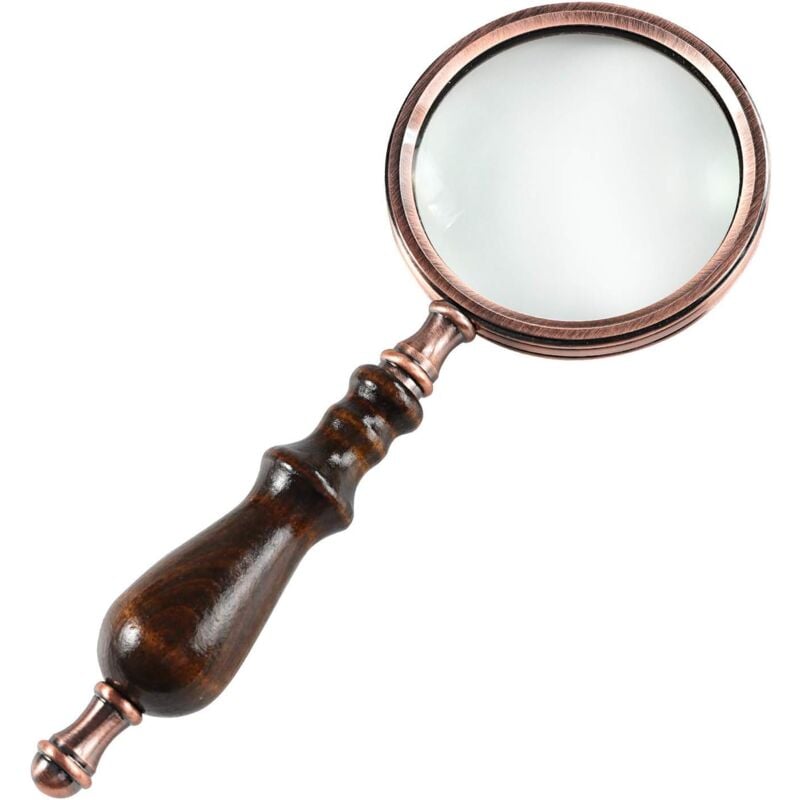 foto del prodotto bebusingoto lente d ingrandimento da lettura in metallo 10x con manico in legno, collezione vintage, regalo, lente d ingrandimento portatile di