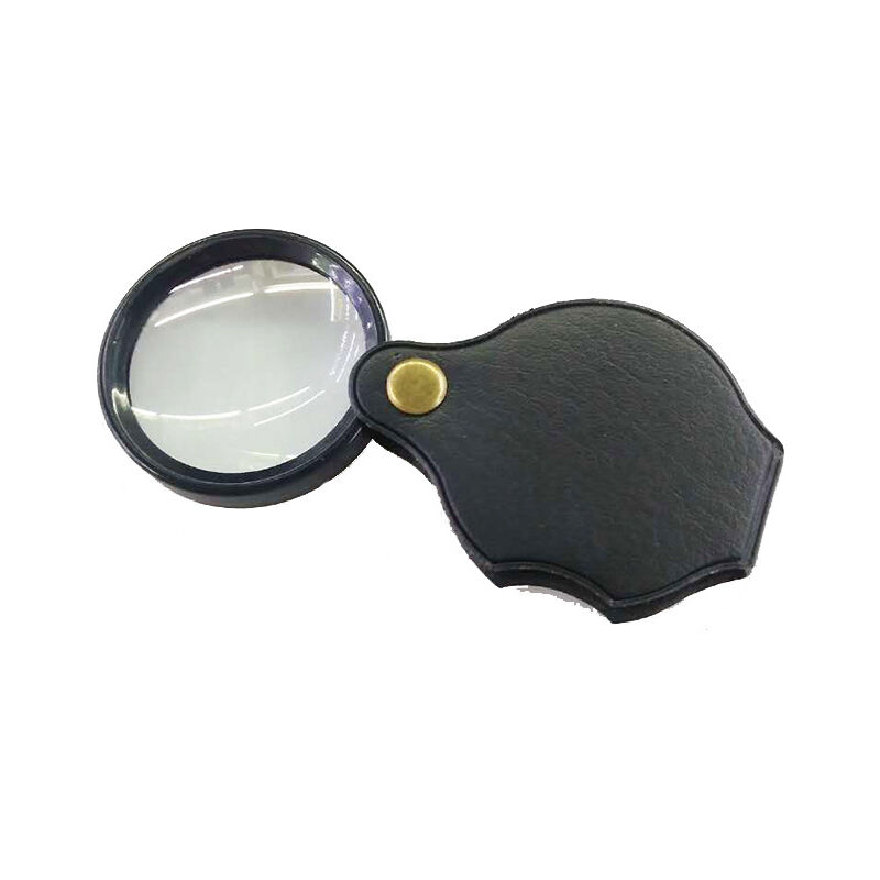 foto del prodotto bebusingoto lente d ingrandimento tascabile, 50 mm 10x mini lente d ingrandimento pieghevole con custodia protettiva in pelle rotante