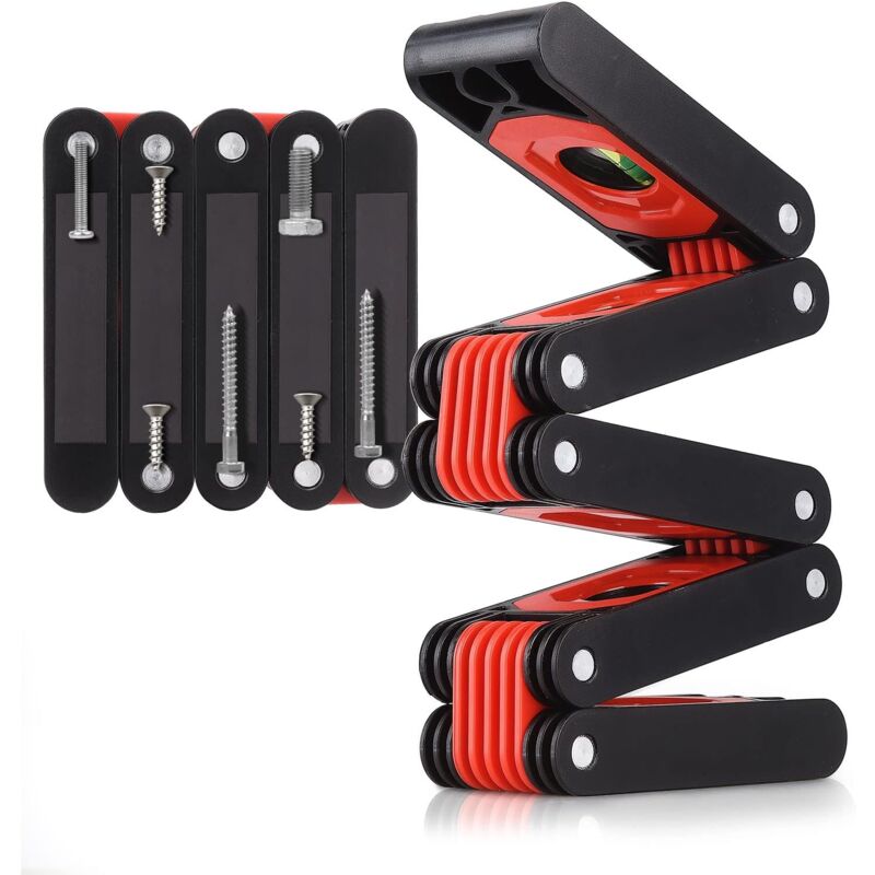 foto del prodotto bebusingoto livella a bolla magnetica pieghevole multifunzione di facile lettura con scala a bolla, tubo angolare, misurazione multi angolo,