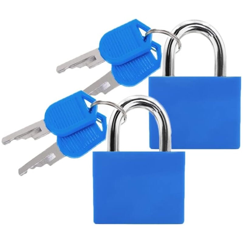 foto del prodotto bebusingoto lucchetti per valigie blu da 2 pezzi con chiavi lucchetti piccoli per bagagli da viaggio, palestra, armadietti, valigie per le vacanze