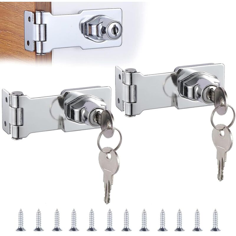 foto del prodotto bebusingoto lucchetto a gancio con 2 paia di ganci in lega di zinco, ganci di chiusura, ganci in lega di zinco per bloccare porte di capannoni,