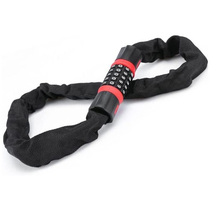 foto del prodotto bebusingoto lucchetto antifurto per bicicletta 900 mm , catena di sicurezza alta 6 mm con codice a 5 cifre, adatto per biciclette, motociclette e
