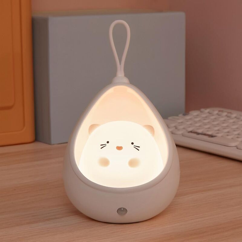 foto del prodotto bebusingoto luce notturna a forma di gatto per bambini, luce notturna per neonati con sensore, luce notturna ricaricabile per bambini, luci
