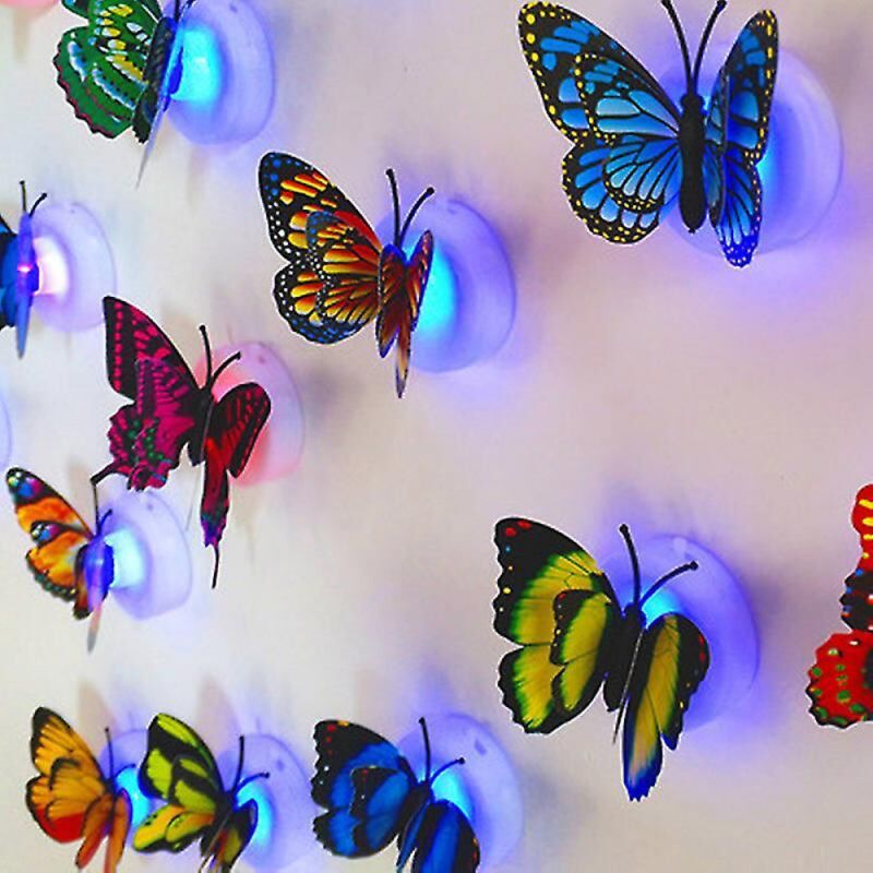 foto del prodotto bebusingoto luce notturna a led a forma di farfalla, luce da parete adesiva a forma di farfalla 3d, luce notturna a forma di farfalla per giardino