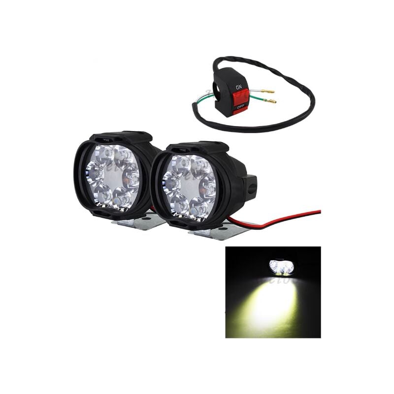 foto del prodotto bebusingoto luci ausiliarie per moto a led impermeabili universali a 6 led per moto, fari fendinebbia, faretti per scooter, luci ausiliarie con