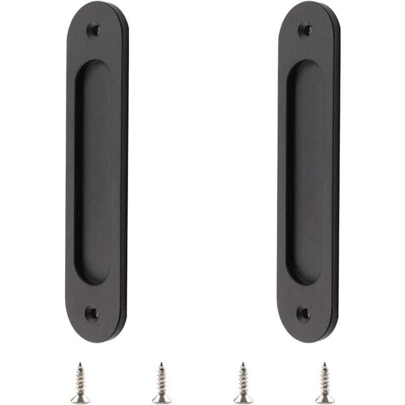 foto del prodotto bebusingoto maniglie per porte scorrevoli ovali incassate da 2 pezzi maniglie per porte scorrevoli in lega di alluminio nero opaco