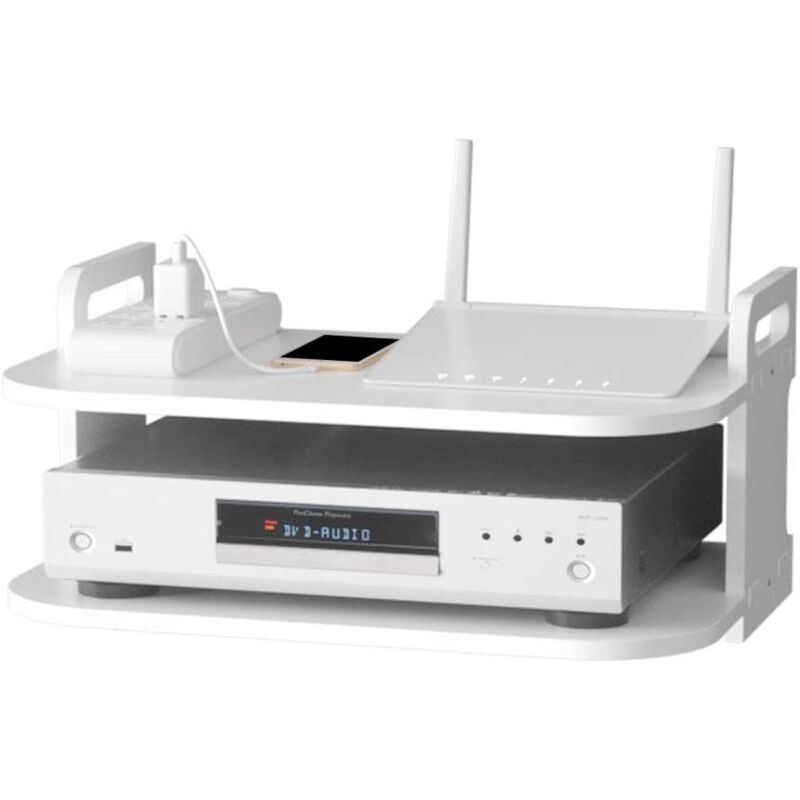 foto del prodotto bebusingoto mensola da parete galleggiante per lettori dvd, decoder via cavo, supporto da parete, mensola per decoder, router, console di gioco