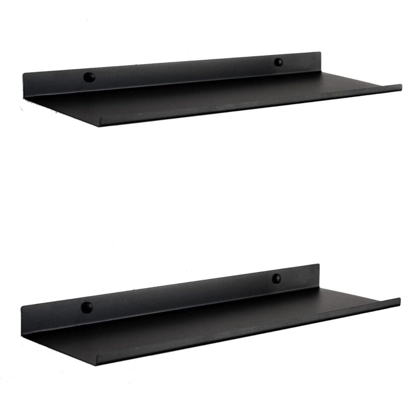 foto del prodotto bebusingoto mensola da parete sospesa nera set di 2 mensole da parete in metallo 50 cm scaffale per bagno, soggiorno, cucina, camera da letto o