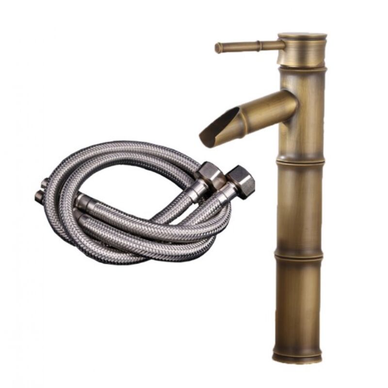 foto del prodotto bebusingoto miscelatore per lavabo a cascata, con 3 connettori di interruzione, rubinetto monoforo, acqua calda e fredda disponibile, rubinetto per