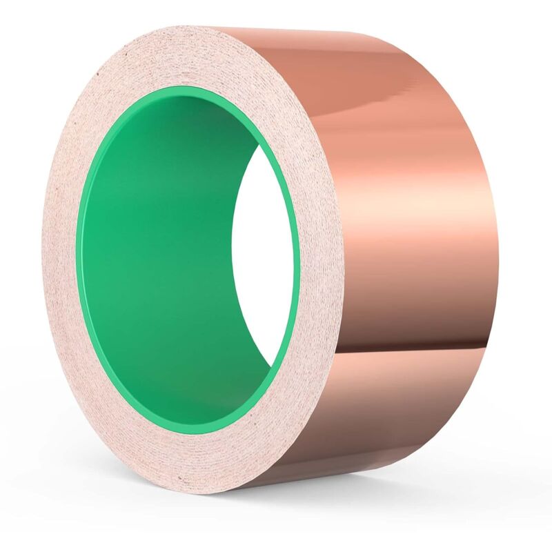 foto del prodotto bebusingoto nastro in lamina di rame da 20 m x 50 mm, adesivo schermante emi, antiurto, conduttivo su entrambi i lati, per messa a terra, saldatura