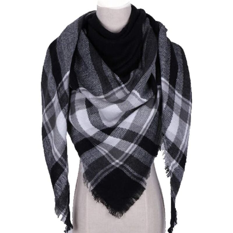 foto del prodotto bebusingoto nior sciarpa a quadri grande in lana da donna, in cashmere, calda, autunnale e invernale, classica, elegante e comoda, scialle a