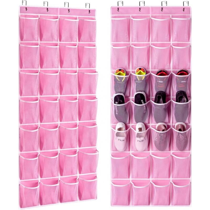 foto del prodotto bebusingoto organizer per scarpe da appendere alla porta con 28 tasche, confezione da 2, organizer per scarpe da appendere alla porta, scarpiera da
