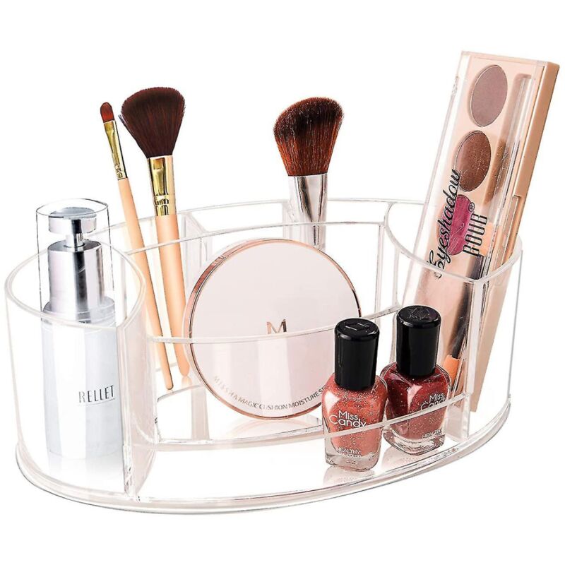 foto del prodotto bebusingoto organizer per trucco trasparente, piccolo organizer per trucco in acrilico per mobiletto del bagno, vassoio portatrucchi resistente da