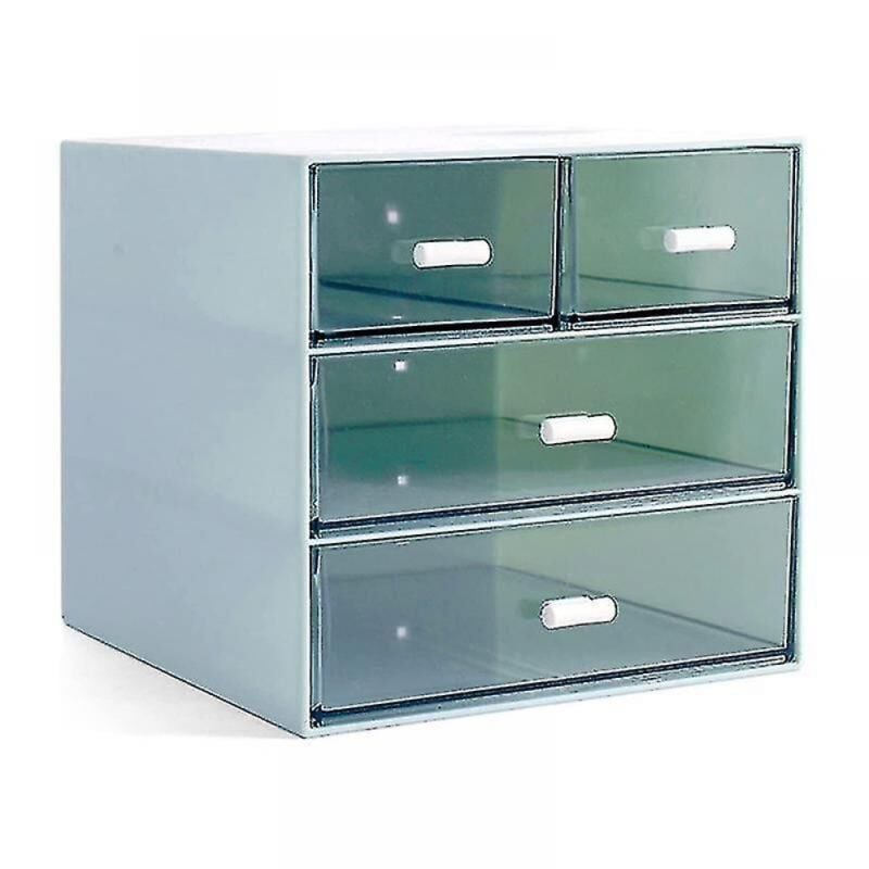 foto del prodotto bebusingoto organizzatore per il trucco, organizer da scrivania con 4 cassetti, blu