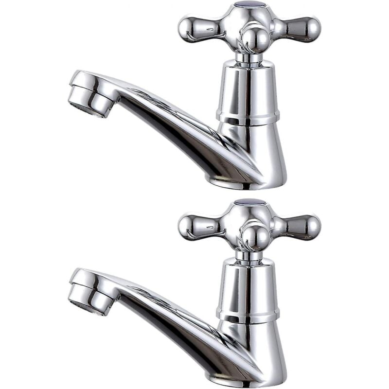 foto del prodotto bebusingoto paio di rubinetti per lavabo, rubinetto per lavabo con maniglia a croce per acqua calda e fredda per il bagno