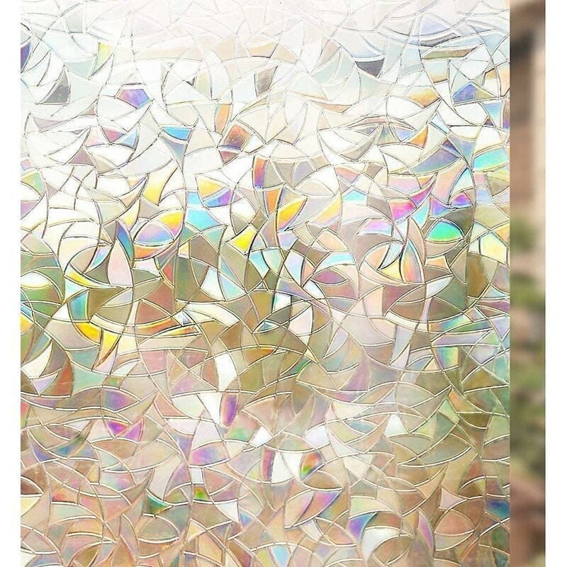 foto del prodotto bebusingoto - pellicola per finestre con motivi, pellicola decorativa anti-uv adesiva per finestre 45x200 cm, pellicola colorata riposizionabile, adesivo statico 3d, effetto arcobaleno