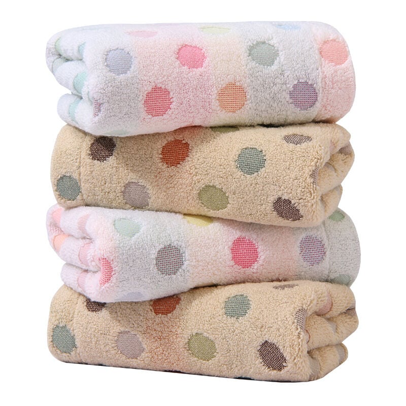foto del prodotto bebusingoto pezzi 2 stili asciugamani in cotone con motivo a pois colorati, morbidi asciugamani assorbenti per il bagno, 13,4 x 30 pollici
