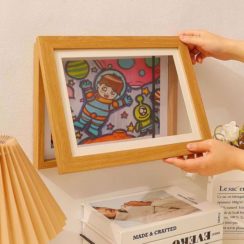 foto del prodotto bebusingoto pezzi a4 cornice per foto artistiche in legno per bambini con 20 inceppamenti della carta, capacit 100 pezzi di arte