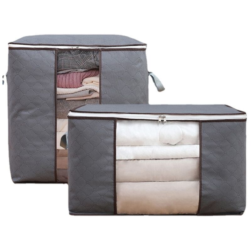 foto del prodotto bebusingoto pezzi di borsa portaoggetti in tessuto non tessuto per trapunte, borsa per trapunte, organizer per bagagli e vestiti set grigio da 2