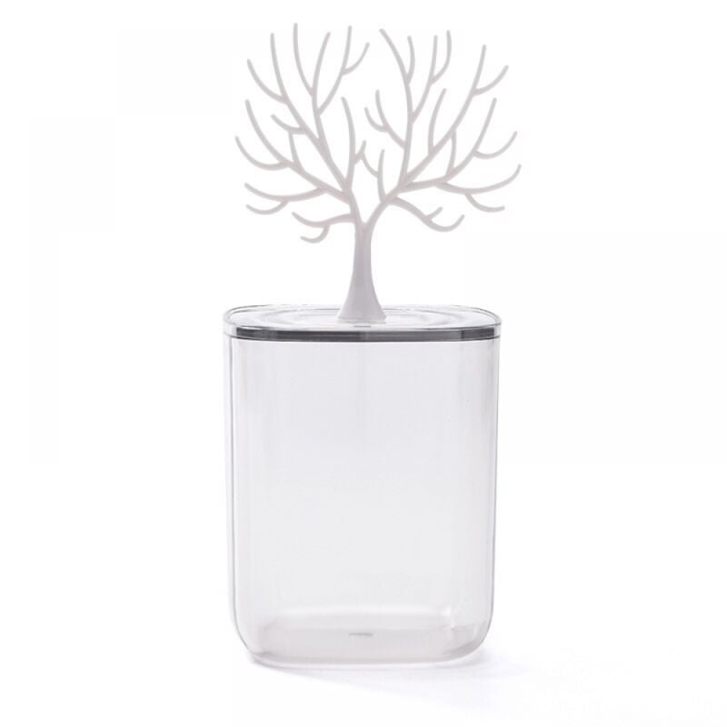 foto del prodotto bebusingoto pezzi di contenitore trasparente impermeabile per bastoncini di cotone con coperchio per decorazioni per l albero, bianco