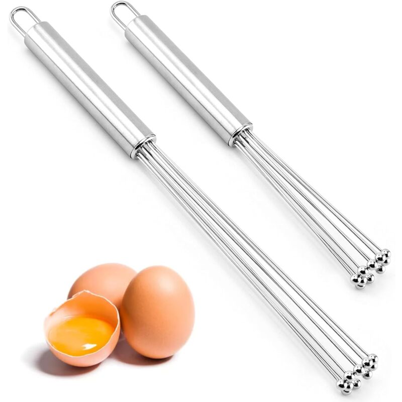 foto del prodotto bebusingoto pezzi frusta da cucina, fruste in acciaio inossidabile con agitatore a sfera frusta da pasticceria per cucinare mescolare mescolare