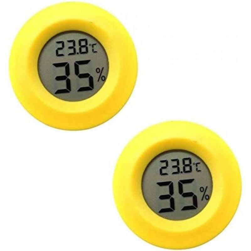 foto del prodotto bebusingoto pezzi mini termometro igrometro digitale lcd temperatura umidit misuratore rotondo giallo