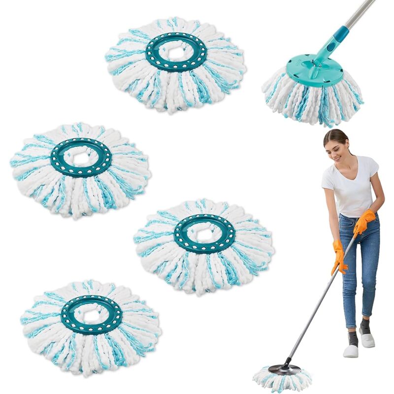 foto del prodotto bebusingoto pezzi per le testine di ricambio per mocio leifheit clean twist disc mop, mocio di ricambio in microfibra per una pulizia efficace delle
