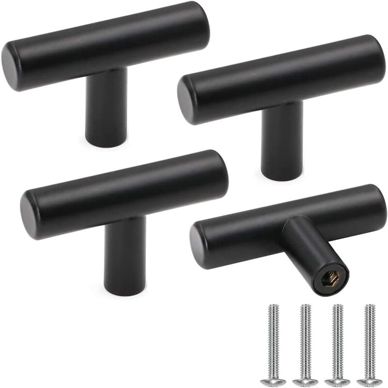 foto del prodotto bebusingoto pezzi pomelli per mobili, maniglie per porte di armadietti in acciaio inossidabile nero, pomelli per cassetti vintage con viti per
