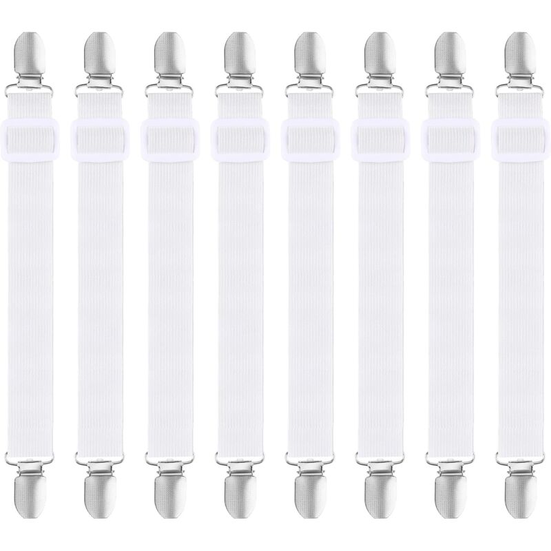 foto del prodotto bebusingoto pezzi porta lenzuolo regolabili porta lenzuolo elastici con clip in metallo ferma lenzuolo materasso asse da stiro bianco 2,5130 cm 