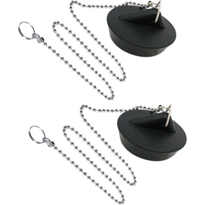 foto del prodotto bebusingoto pezzi tappo per lavello in gomma con tappo a catena a sfere, tappo universale per lavello in acciaio inossidabile con gancio per