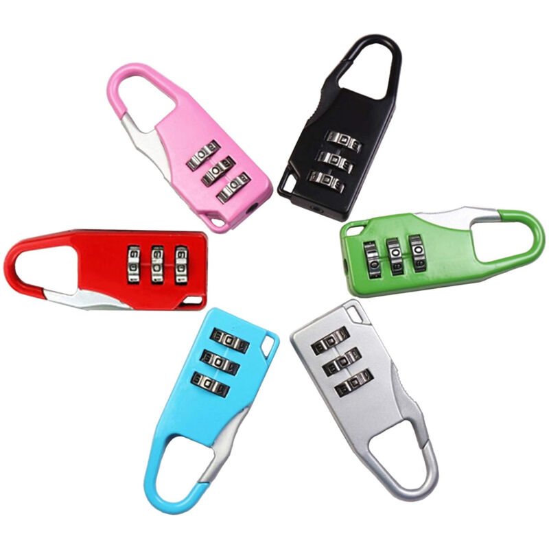 foto del prodotto bebusingoto piccolo lucchetto antifurto con combinazione a 3 cifre confezione da 6, colorato , ideale per armadietti, palestre, scuole e