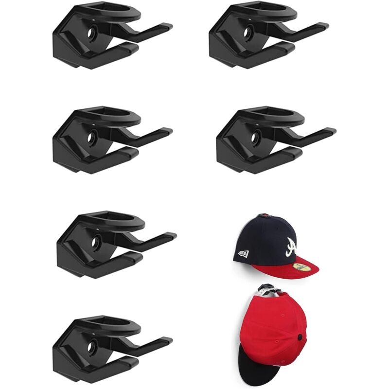 foto del prodotto bebusingoto porta cappellini autoadesivo, set da 6 porta cappellini neri, attaccapanni da parete senza forare, fissaggio robusto, adatto per