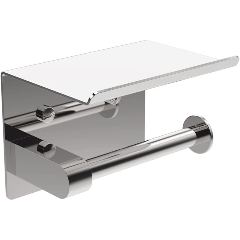 foto del prodotto bebusingoto porta carta igienica da parete in acciaio inox, montaggio a vite o adesivo 3m, argento