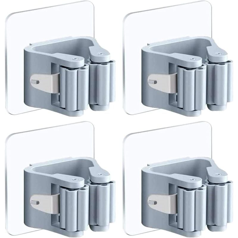 foto del prodotto bebusingoto porta scopa a parete senza foratura, 4 pezzi, autoadesivo, porta scopa a parete, porta scopa, porta mocio per cucina, giardino, bagno