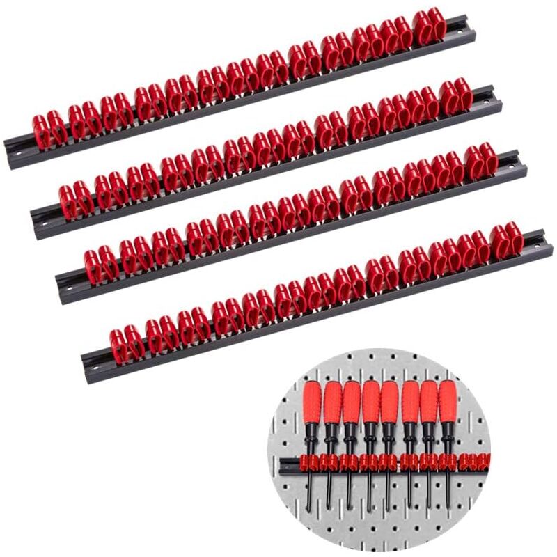 foto del prodotto bebusingoto portacacciavite da 4 pezzi, portacacciavite, barre da 35 cm per portautensili da parete per casa, garage, officina rosso 