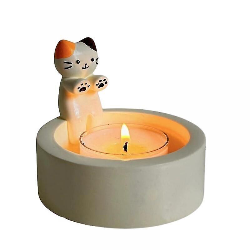 foto del prodotto bebusingoto portacandele a forma di gattino, 2 pezzi, portacandele per aromaterapia a forma di gatto grigliato, ornamenti decorativi da scrivania,